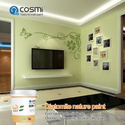 Odorless and sound absorbing wall paint color make of diatomaceous mud